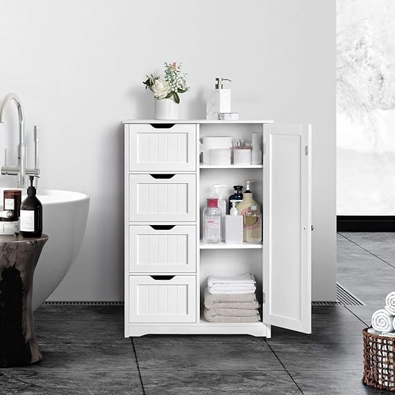 Yaheetech Bathroom Storage Units Free-standing Floor Cabinets with 4 ...