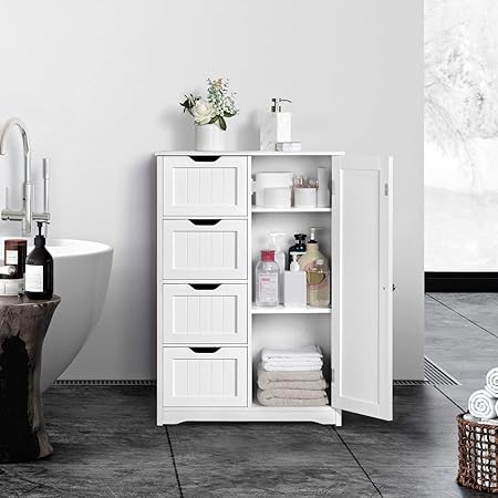 Yaheetech Bathroom Storage Units Free Standing Floor Cabinets With