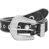 Women Men Rhinestone Belts BB Glitter Bling Western Cowgirl Cowboy Sparkly Studded Belt for Jeans Plus Size