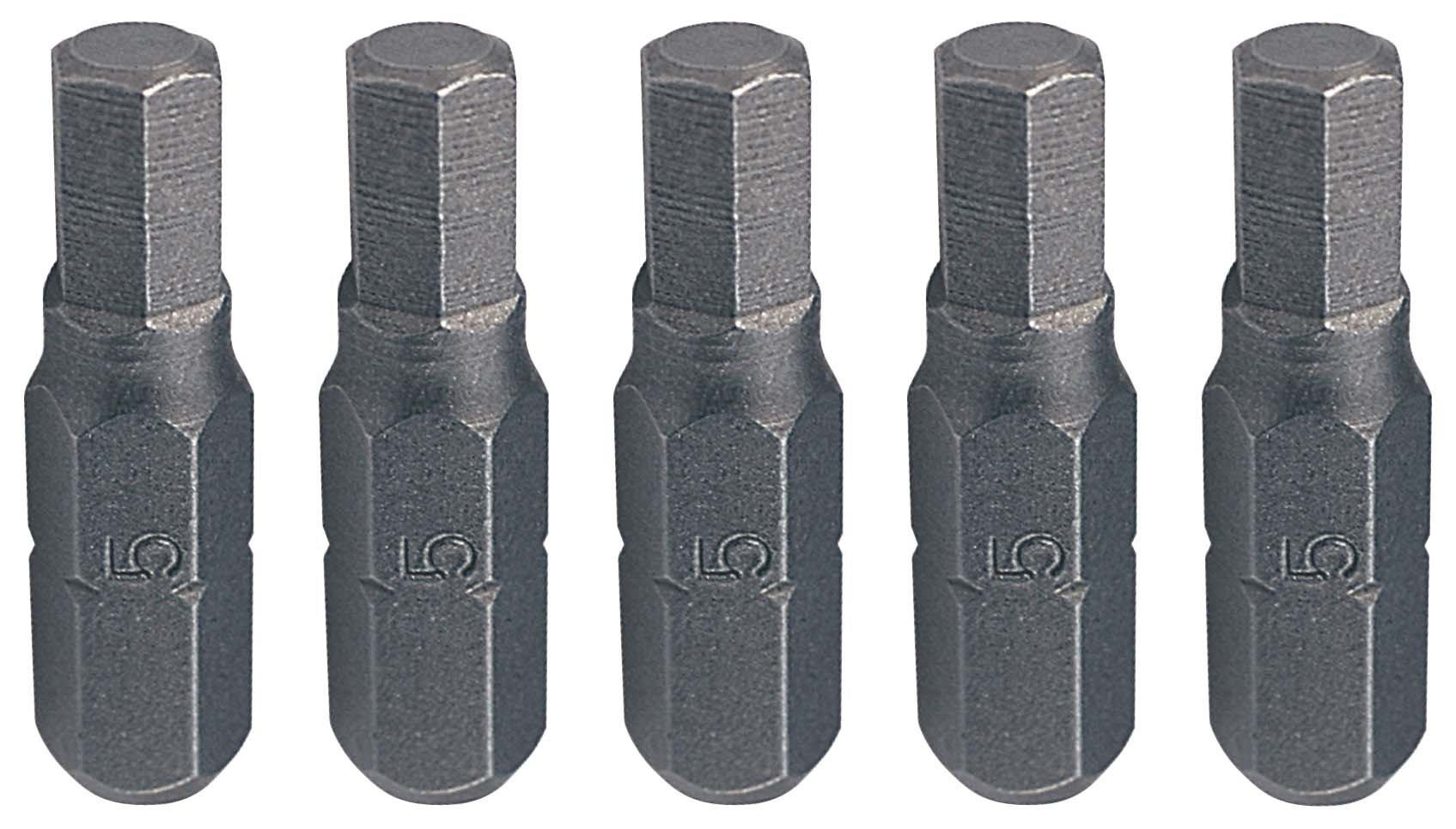 KS Tools 1/4 Inch Classic Bit Hexagon Socket, 25 mm, 6 mm, Pack of 5