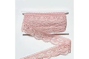 ELLA MAMA lace Trim. 3cm x 5 Yards Pink lace Ribbon for Garment Sewing, DIY Craft, Home Decor, DIY Arts and Craft. (P-D Pink)