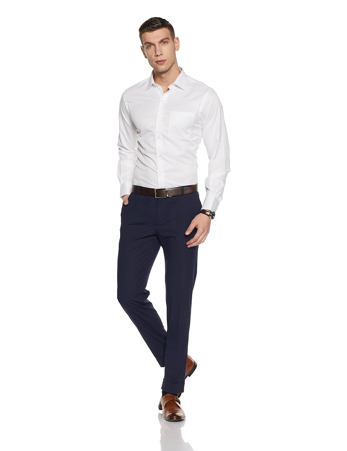 john players men's striped slim fit cotton formal shirt