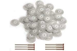 KUOFUCO 30Pcs 1 inch Bristle Disc Kit with 3Pcs 2.35mm / 3mm Shank Mandrels for Rotary Tools,25mm Detail Abrasive Wheel Radial Bristle Buffing Wheel for Jewelry Wood Metal Polishing 2000 Grit
