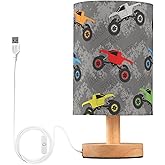 Vozoza Monster Truck LED Table Lamp with USB Port Night Light Bedroom Lamps for Nightstand Living Room Dorm Home Office Desk