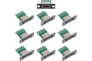 10pcs USB C Panel Mount Connector, Female Socket DIY with PC Board 24pin USB Type 2.0 Pinout OEM Panel Mount Usbc Port Breako
