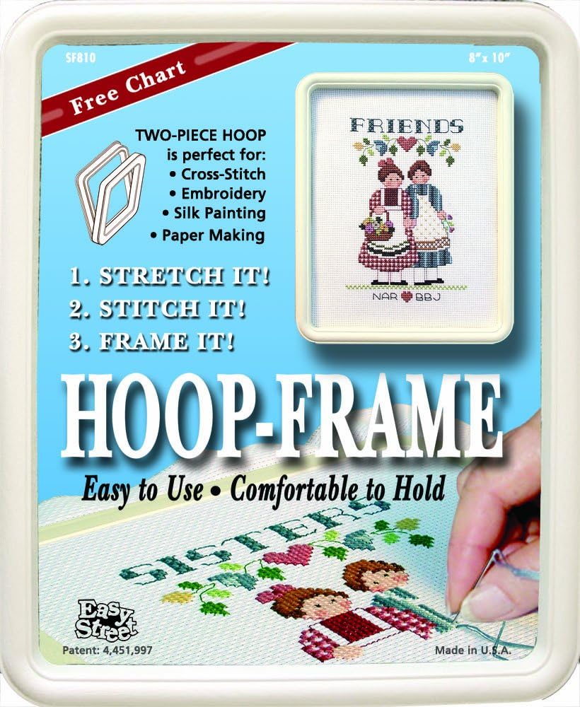 Easy Street Crafts SF810C Square Hoop-Frame, 2 Parts, 8 by 10-Inch, Cream