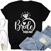 Potia Bride Shirt for Women Wedding Bridal Bridesmaid T-Shirt Bride Squad Bachelorette Party Tee Tops