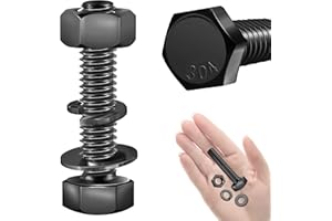 Mywish (10 Sets) 1/4-20 x 1-1/2" Hex Head Stainless Steel Bolts and Nuts with Flat & Lock Washers, 304 Stainless Steel 18-8, 