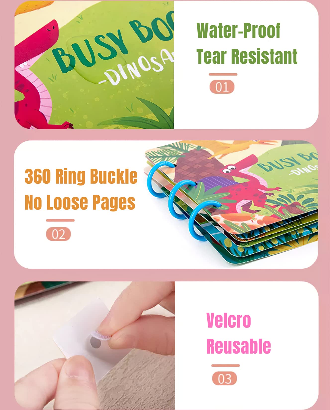2 Pack DIY Montessori Busy Book for Toddlers, Montessori Quiet Book for Kids, Farm Dinosaur Preschool Learning Activities Learning & Education Toys