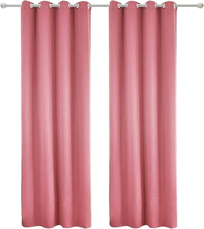 Woltu Pair Of Eyelet Ring Top Curtains Thermal Insulated Curtains