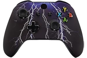 eXtremeRate Purple Storm Patterned Faceplate Cover, Soft Touch Front Housing Shell Case, Comfortable Soft Grip Replacement Kit for Xbox One X S Controller - Controller NOT Included