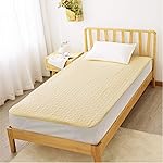 Bedsure 敷きパッド 綿100% ベッドパッド 両面天然コットン イエロー 洗える 水洗い シングル 100×205cm 和風
