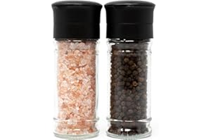 Kamenstein - Glass Salt and Pepper Mill Set with Ceramic Grinders, Filled & Ready to Use