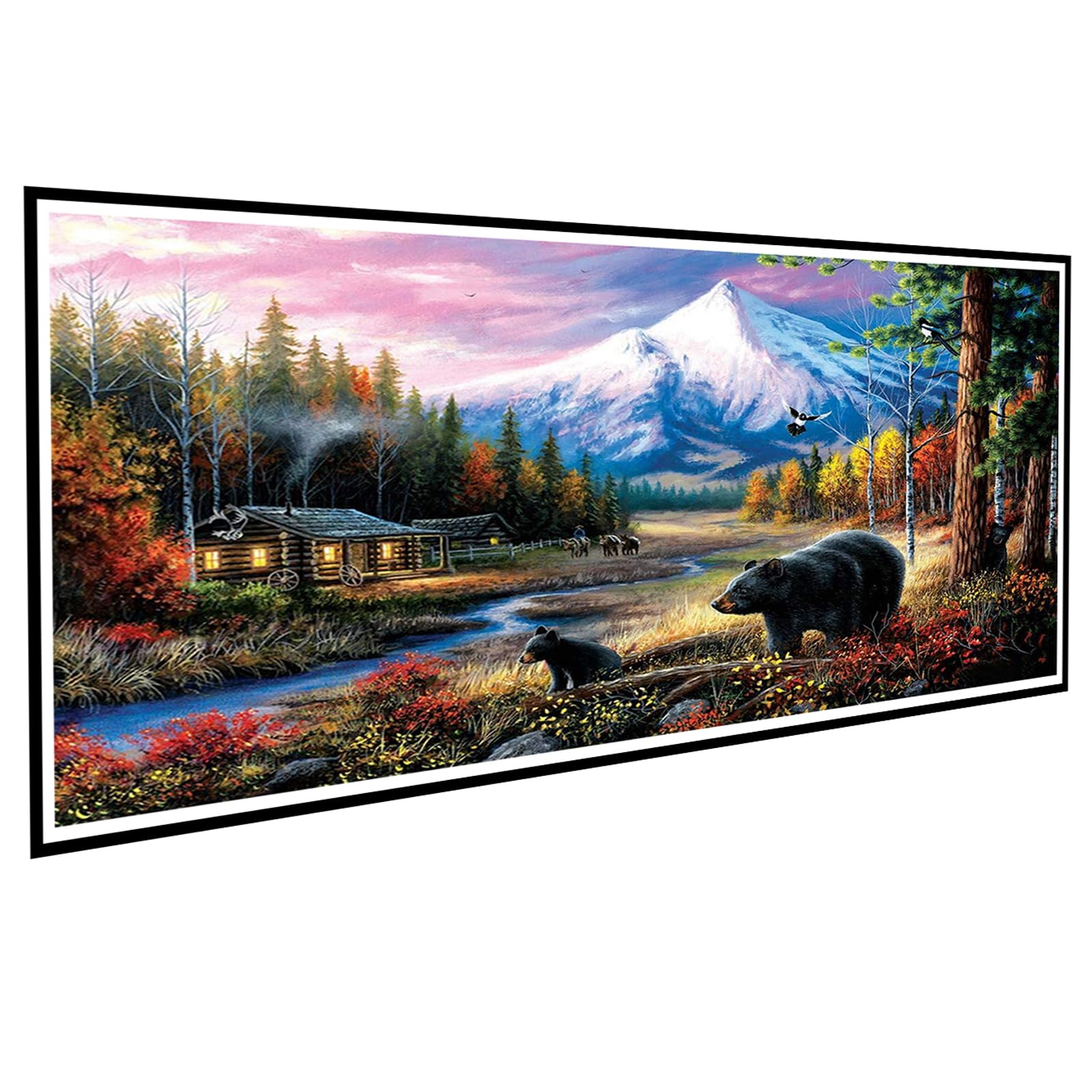 AOAOBIGS Large 5D Diamond Painting Kits for Adults Snow Mountain Diamond Art Full Drill Round Dots Diamond DIY Kits Pictures for Wall Decor Home Office Decoration(35.4in*15.7in) Without Frame