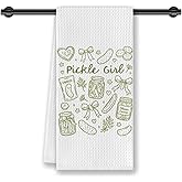 CosxHabitat Pickle Gifts for Women Girls Kitchen Dish Towels, Pickle Lover Gifts, Coquette Green Bow Pickles Decorative Hand Tea Towels for Kitchen Bathroom, 16x24 Inches