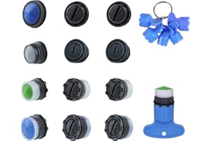 Hibbent 12 Pcs Faucet Aerator with 6 Pcs Faucet Aerator Key Removal Wrench Tool, Aerators Replacement Inserts for Sink M16.5 18.5 21.5 24 mm Tap Aerators Flow Restrictor