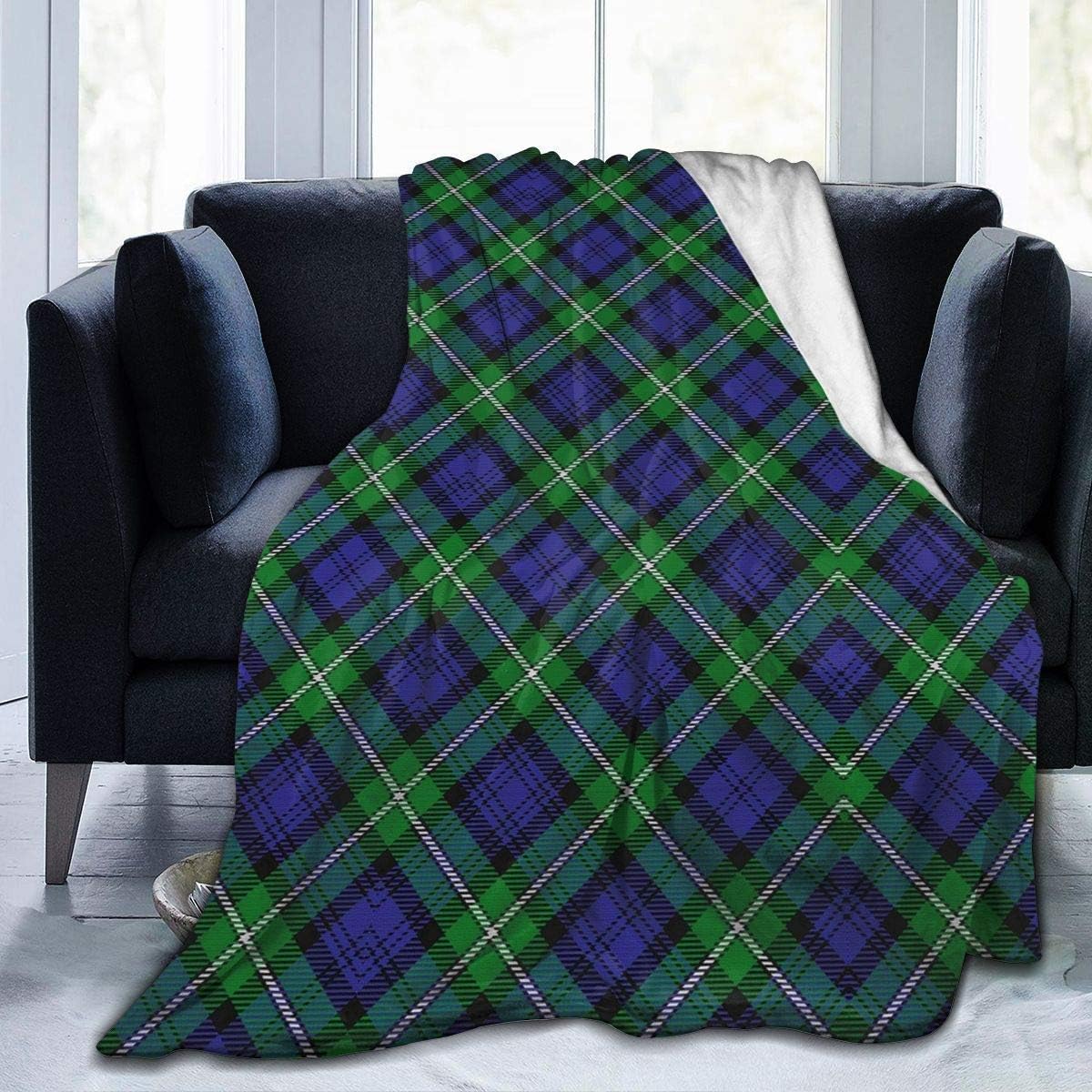 NRBYE Scots Style Clan Gunn Tartan Plaid Fleece Blanket Throw Lightweight Blanket Super Soft Cozy Bed Warm Blanket for Living Room/Bedroom All Season,Scots Style Clan Forbes Tartan Plaid,60" x 80"