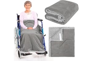 Mindsoft Christmas Wheelchair Blanket with Pouch Warm Soft Flannel Blanket 42.13 x 35.83 Inch Lap Blankets for Elderly Cozy Wheelchair Cover for Holiday Winter Leg and Lower Body Gifts(Grey)
