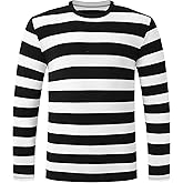 Formeet17 Men's Long Sleeve Striped T-Shirt Causal Crewneck Shirt