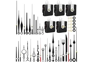 PARAOR 5pcs High Torque Quartz Clock Movement Mechanism Replacement Clock Kit with 12 Different Pairs of Hands Clock for DIY Handicrafts Repair Clock Parts Shaft Lengths 13mm 18mm