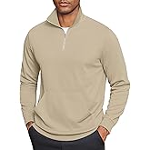 COOFANDY Mens Quarter Zip Pullover Mock Neck Sweatshirt Long Sleeve Sweater Polo Half Zip Pullover with Pocket