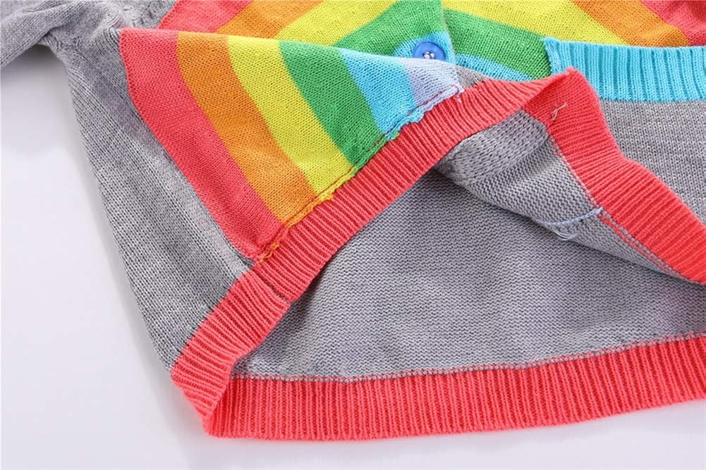 LittleSpring Baby Toddler Boys Girls Rainbow Cardigan Knitted Sweater: Clothing