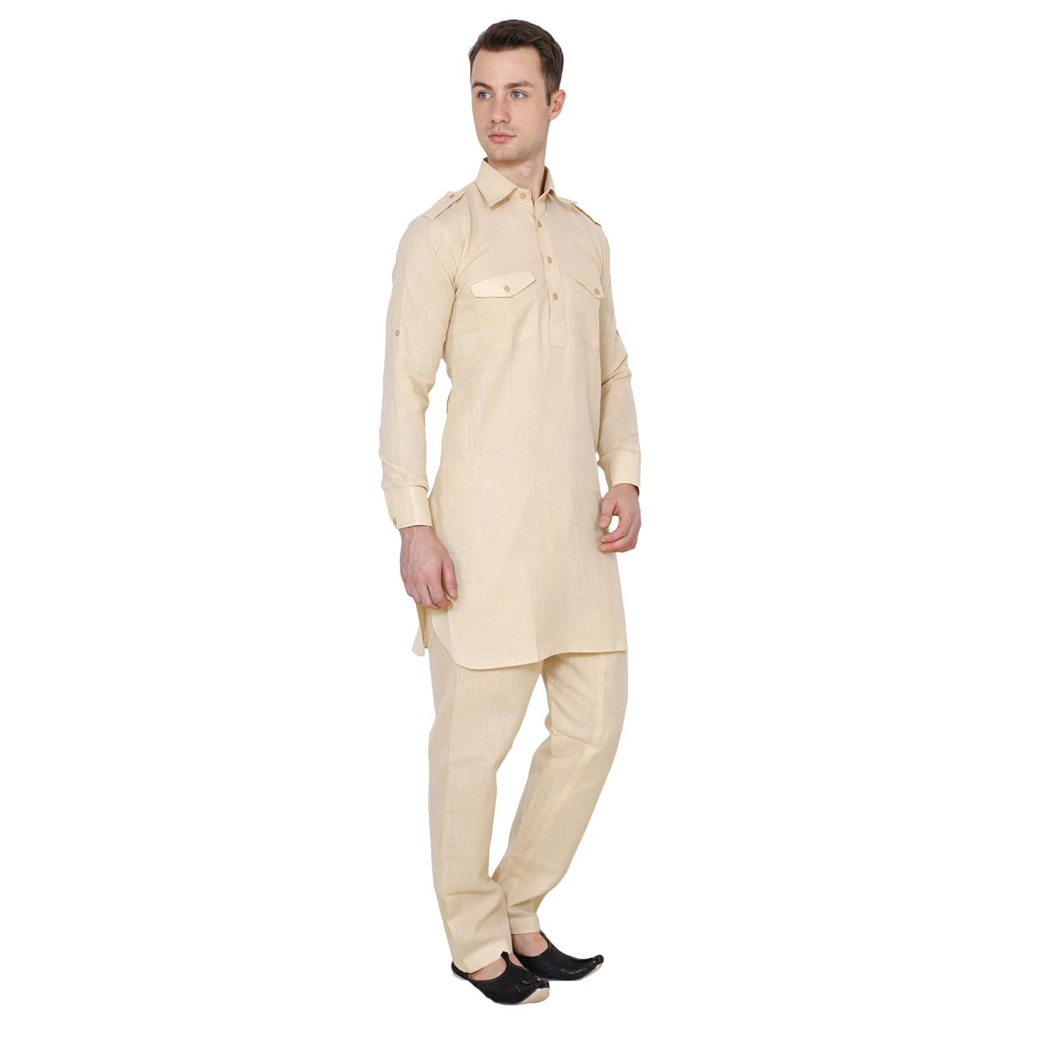 royal kurta men's cotton linen pathani kurta and salwar set