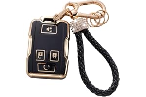Gematay for Chevy GMC Key Fob Cover with Keychain Lanyard, Soft TPU Key Fob Protector Shell Compatible with Chevrolet Silverado Colorado Tahoe Suburban GMC Canyon Sierra 1500 2500 3500 Smart Key Case