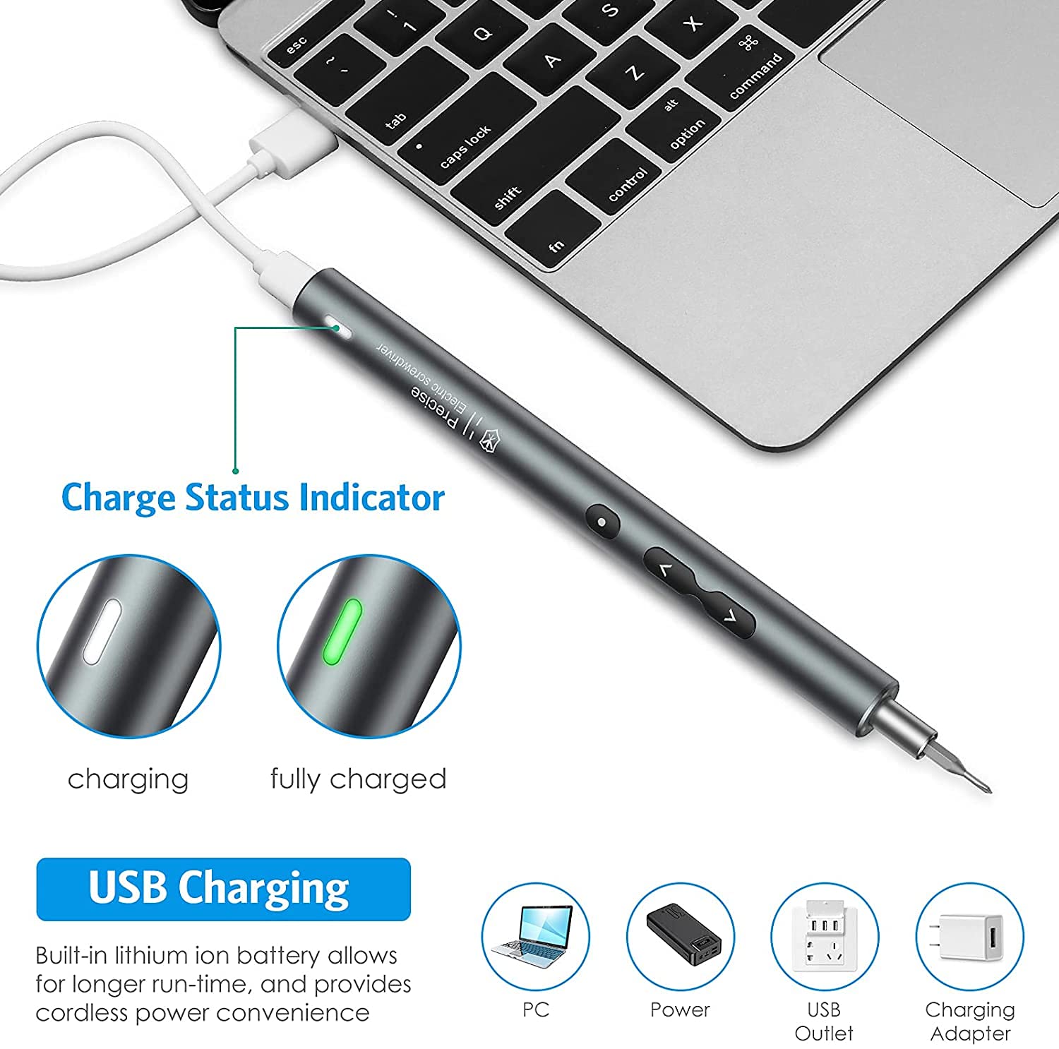 AMIR Electric Screwdriver 28-in-1 Cordless Mini Power Precision Screwdriver Set with 24 Bits, Rechargeable Repair Tool Kit for Phones Watch Laptops