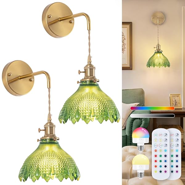 NOGCEW BATTERY OPERATED WALL SCONCE WITH REMOTE, RECHARGEABLE...