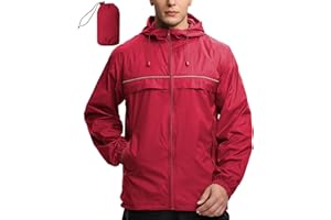 V VALANCH Mens Rain Jacket Waterproof Lightweight Windbreaker with Hood Outdoor Raincoat for Hiking Running Travel