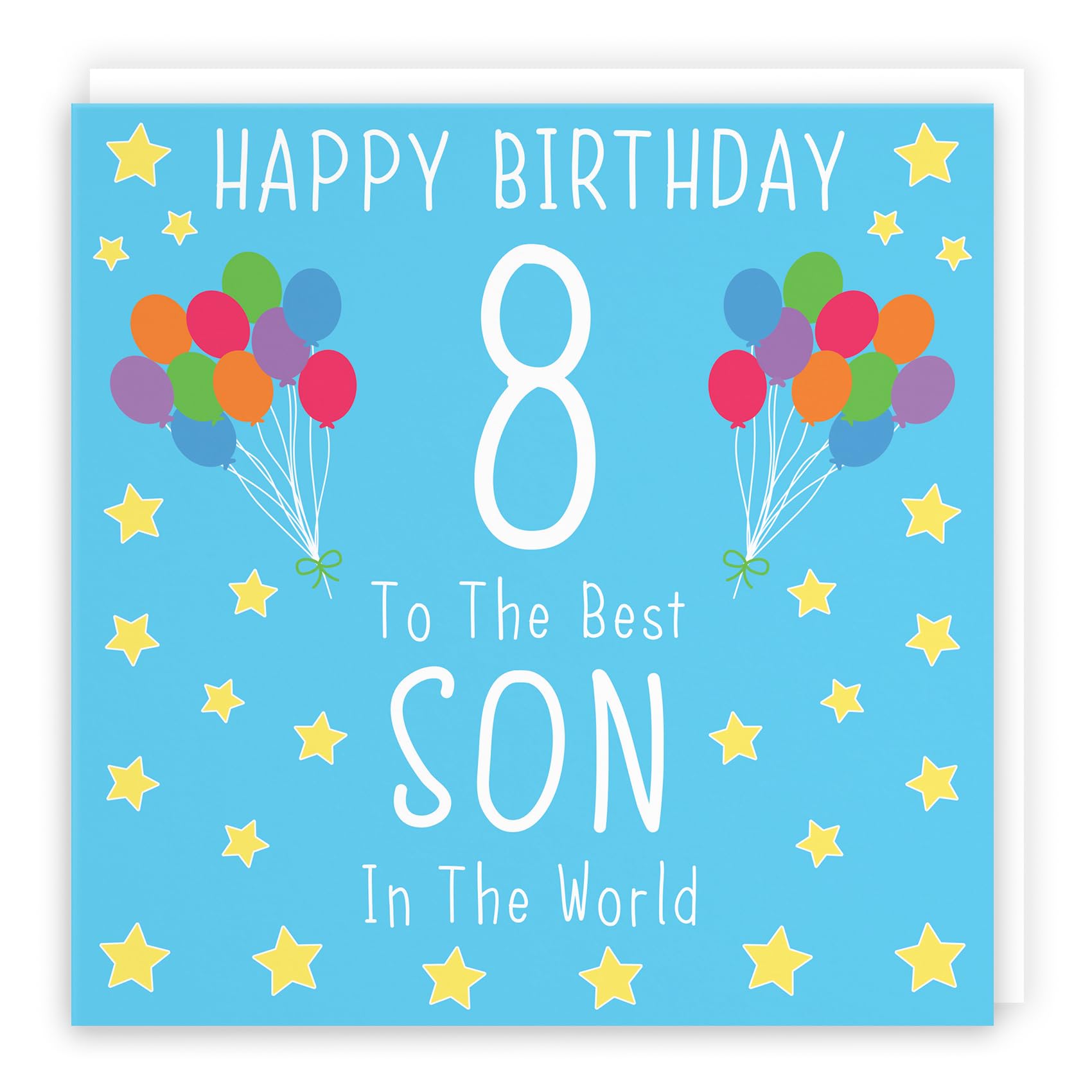 Hunts England - Large Son 8th Birthday Card - Happy Birthday - 8 - To The Best Son In The World - Iconic Collection - Large - 210 x 210 mm - Age 8