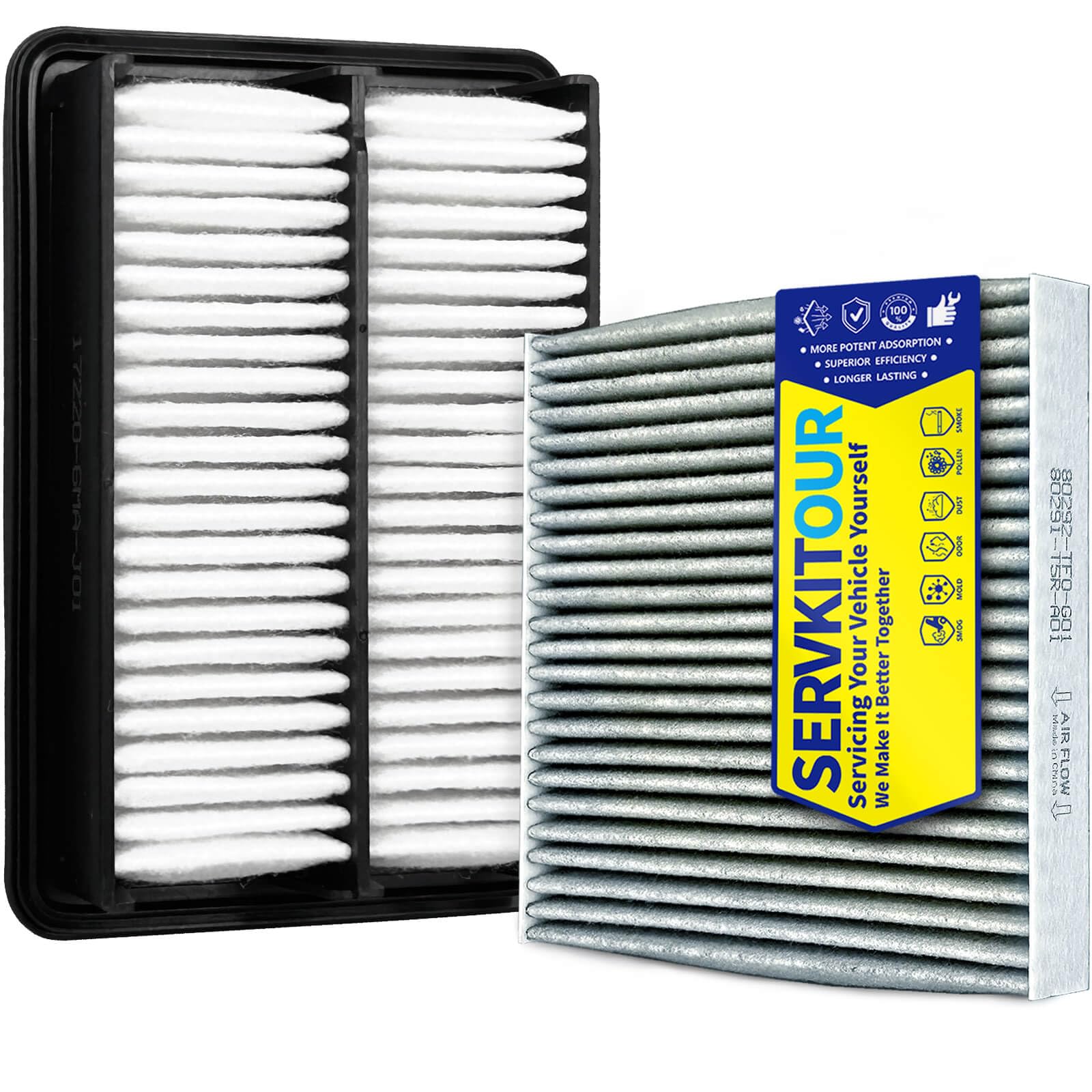 Photo 1 of SERVKITOUR Engine Cabin Air Filter Set for Accord Hybrid (2023 2024 2025) 2.0L, Naturally Aspirated Only (Not for Turbo), Replace 17220-6MA-J01, 80291-T5R-A01