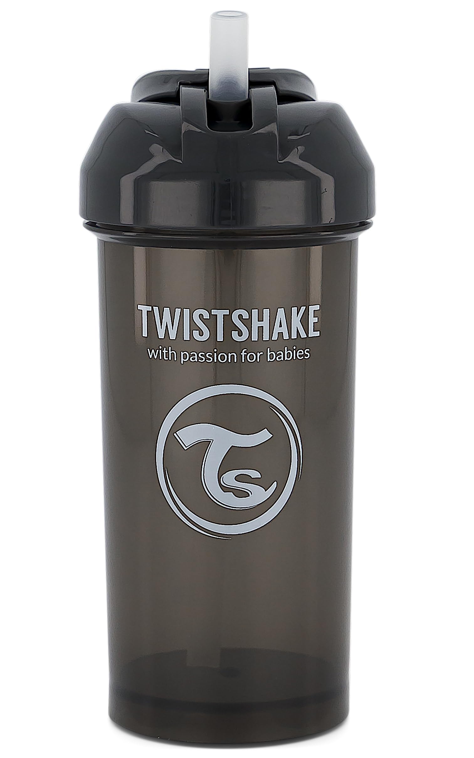 Twistshake Baby Sippy Cup with Straw - 360ml | Leak Proof & Non-Spill | BPA-Free Straw Cup | Training Cup for Kids | Black