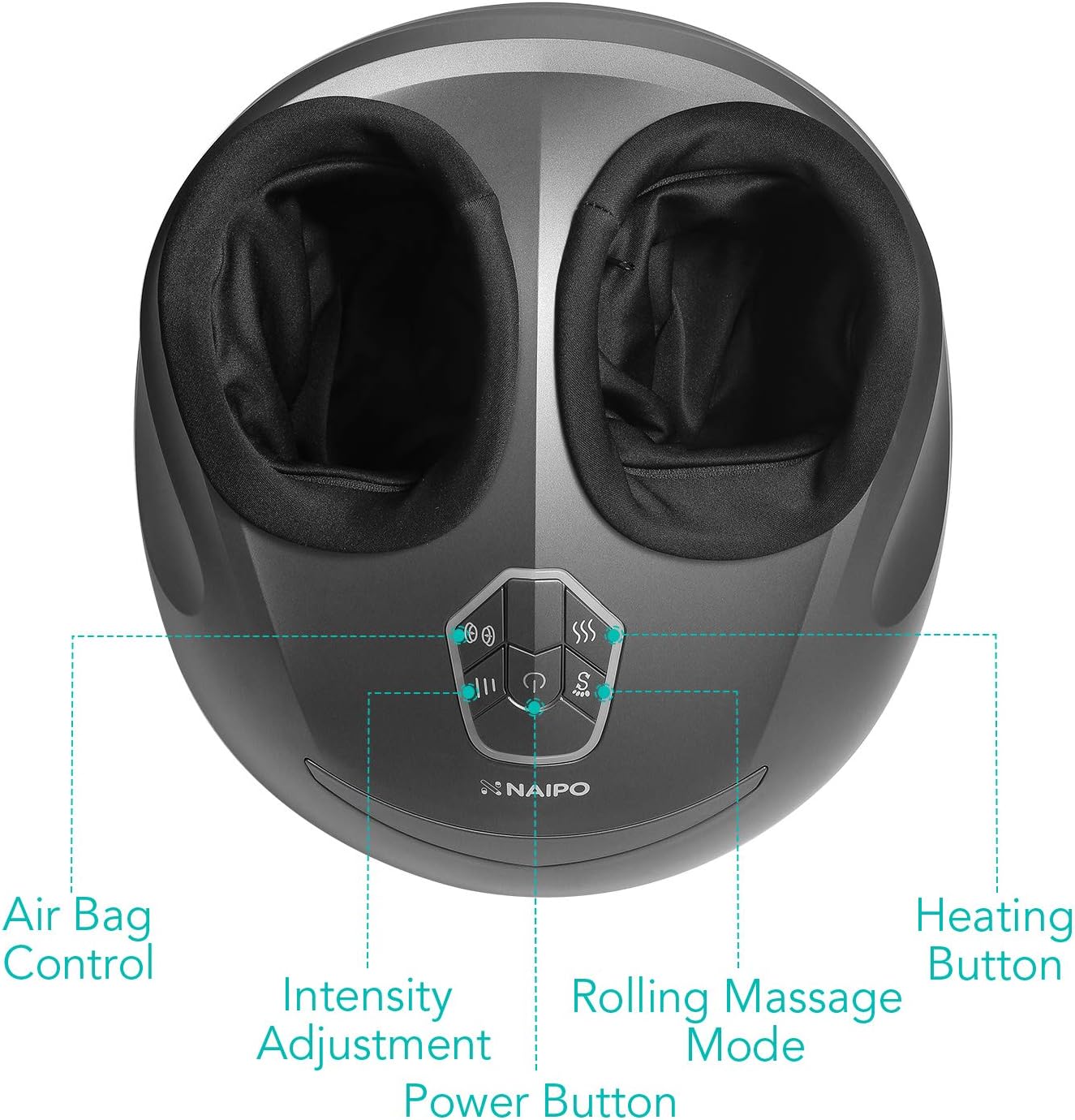 Naipo Foot Massager Machine Shiatsu Electric Feet Massager with Heat,Deep Kneading,Air Compression for Foot Plantar Fasciitis, Pain Relief, Circulation Fits Feet up to Men Size 12.5: Health & Personal Care