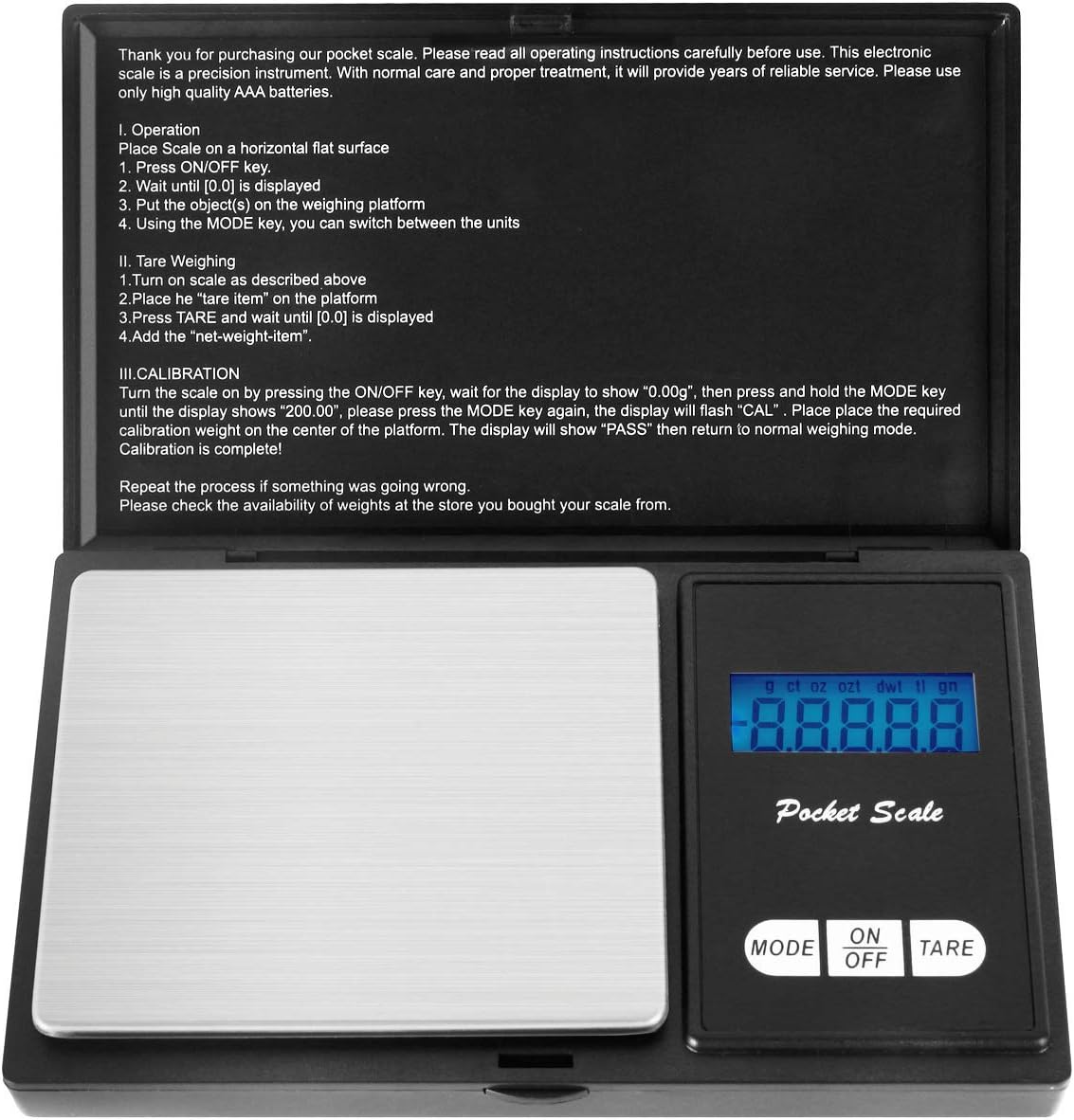 Taschenwaage, Foraco 200g / 0,01g Digitale Waage Feinwaage Digitalwaage/Goldwaage/Münzwaage, Schwarz