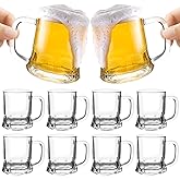 ZYFLSIYU 10Pcs Mini Beer Mug Shot Glasses,5 Oz Clear Shot Glasses Bulk with Handles, Heavy Base Freezable Beer Mug,Mini Mugs for Holidays, Parties, and Barbecues