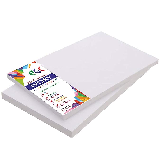 PG Creations A3 Size, 225 GSM Smooth Finish Ivory Drawing Paper Sheets