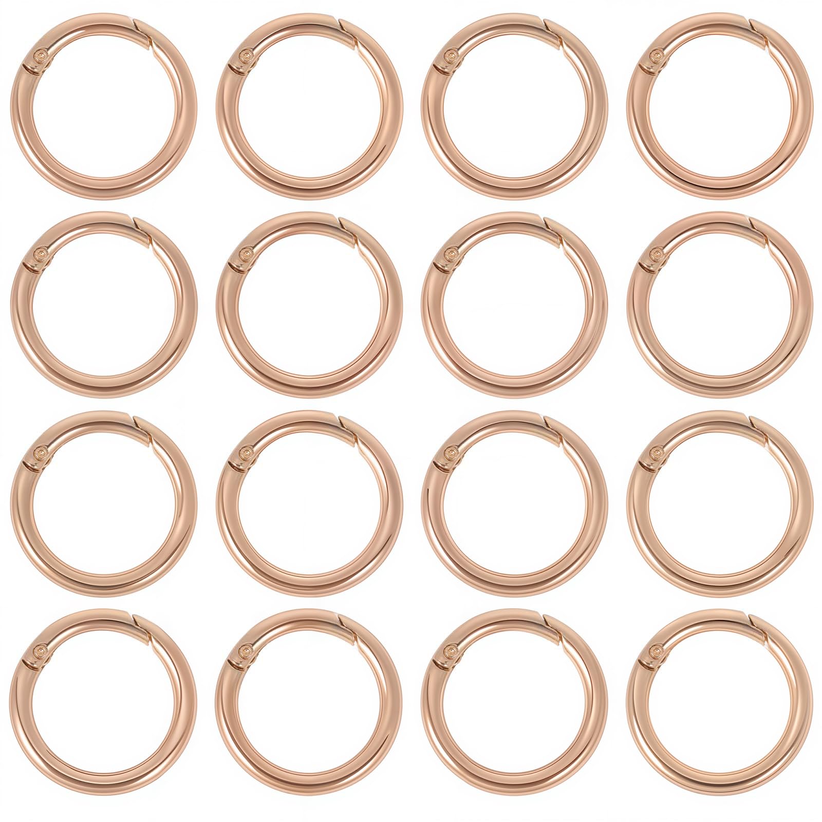 SUNNYCLUE 1 Box 16Pcs Spring Gate Rings Gold Spring O Rings Spring Key Rings Bulk Trigger Spring O Ring Spring Buckle Clip Snap Clasps Round Carabiner for jewellery Making Keyrings Bags Purses DIY