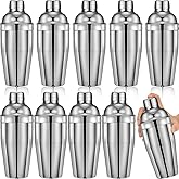 Nitial 9 Pcs Bar Cocktail Shaker Professional Stainless Steel Martini Drink Mixer Built-in Strainer for Bartending No Leaks Boston Shaker for Bar Party Drink Tool(Silver,18.6 oz)