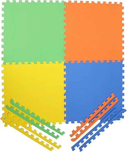 Archana NHR Colorful Interlocking Square Kids Play Puzzle Style Mat 24 X 24,Standard(Multicolour)-Set of 4