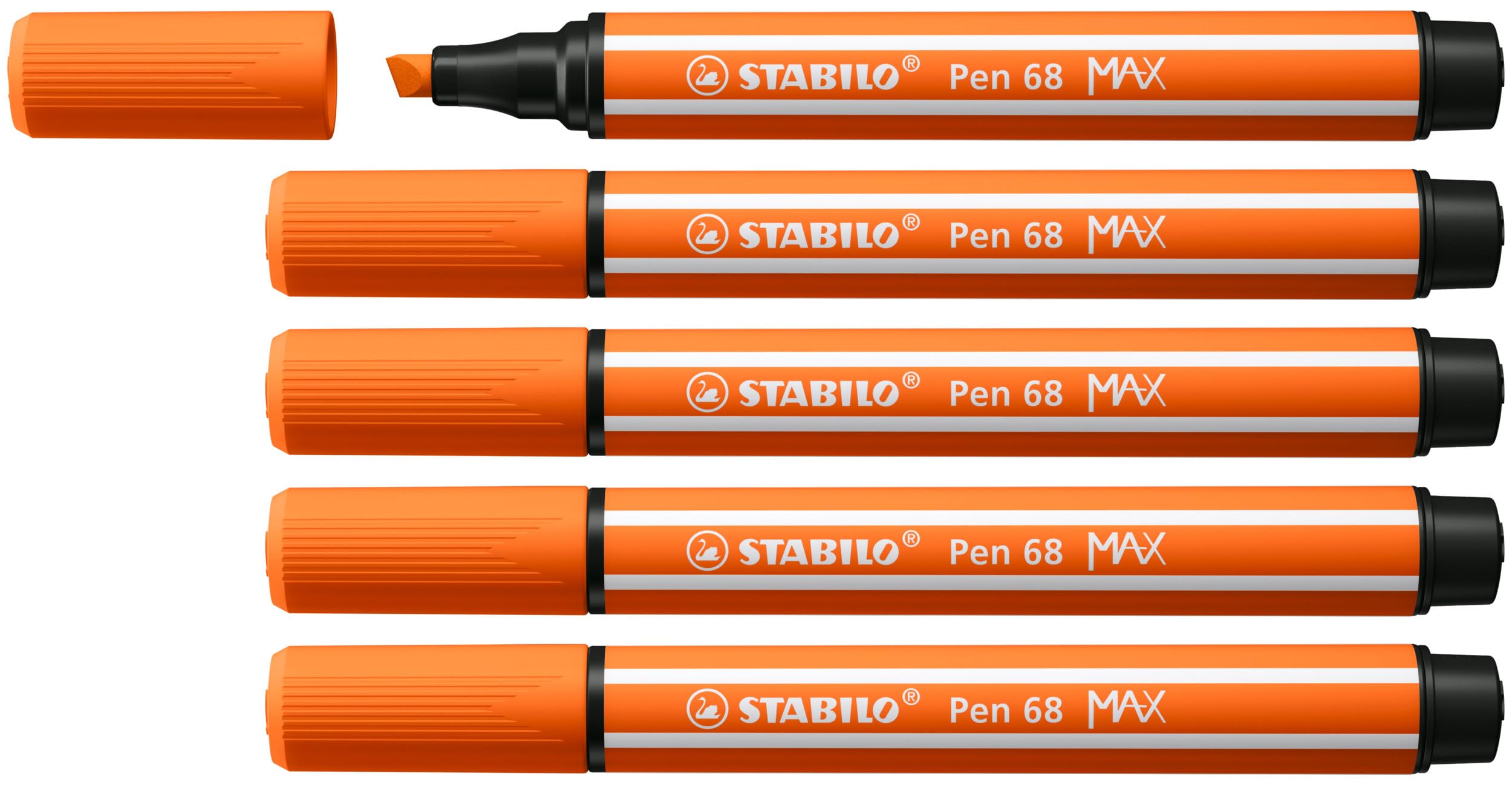 STABILO Pen 68 MAX - Premium Fibre-Tip Pen with Chisel Tip - ARTY - Pack of 5 - Pale Vermillion — image 1