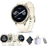 Garmin Venu 4 Smartwatch AMOLED 41mm (Lunar Gold/Bone) Fitness Bundle | Advanced Sleep Tracking, Personalized Workouts, Smart Notifications