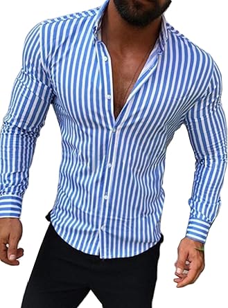 Chemise bleue rayée homme Clearance