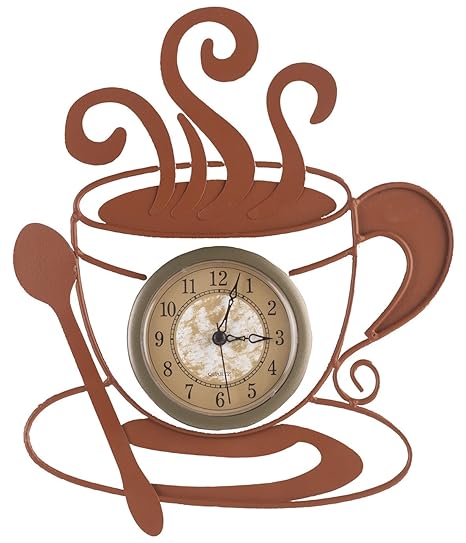 Amazon Com Fox Valley Traders Metal Coffee Clock Home Kitchen