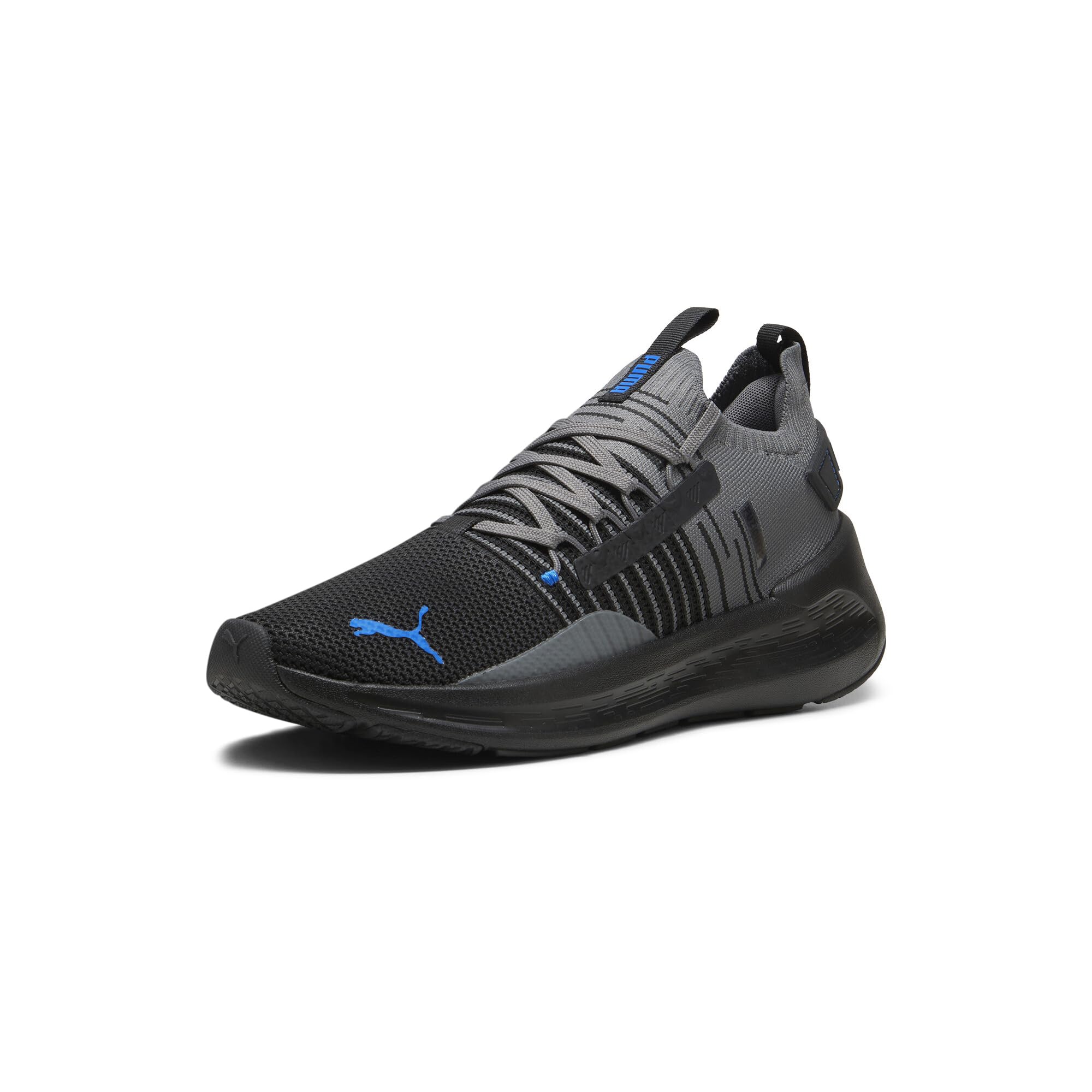 PUMA Men’s Softride Symmetry Fuzion Running Shoes, Black-Cool Dark Gray-Team Royal, 13
