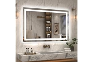 ODDSAN Led Lighted Bathroom Mirror 48x36, Dimmable Vanity Mirror with Lights, Anti-Fog (Backlit and Front Lighted)
