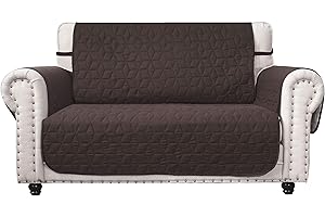Ameritex Loveseat Cover Water-Resistant Quilted Furniture Protector with Back Nonslip Paws Slipcover for Dogs, Kids, Pets Loveseat Slipcover Stay in Place for Leather (Chocolate, 54'')