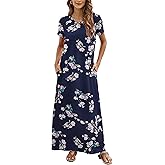 Hount Women's Summer Short Sleeve Maxi Dresses Casual 2025 Loose Beach Sundresses Tshirt Dresses with Pockets