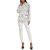Karl Lagerfeld Paris Womens Sketch Printed Oversize Blouse